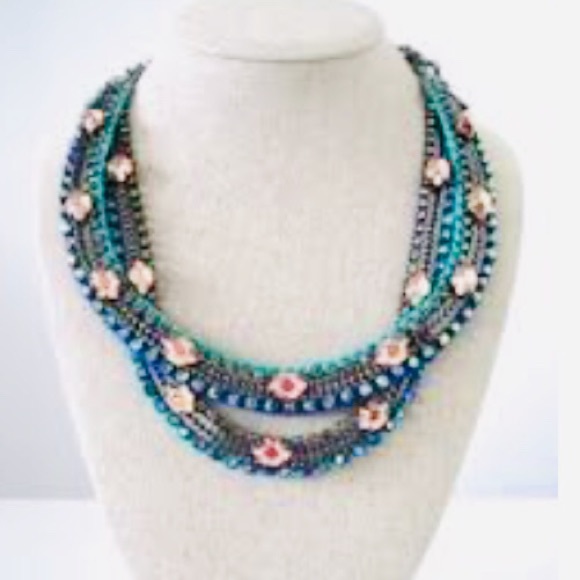 Stella & Dot | Retired🦚🌸💙Rose Gold + Hematite Mercury Statement Necklace - Picture 8 of 9